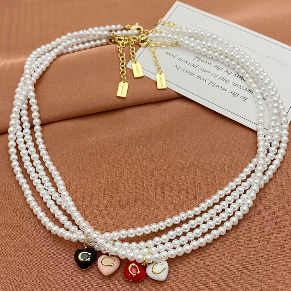Tory Burch Enamel Heart Pendant Metal Necklace